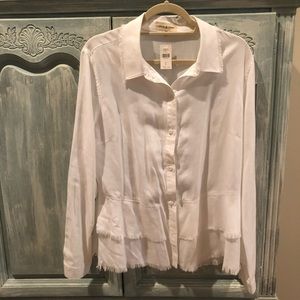 Cloth & Stone whitebutton down w/ fringe